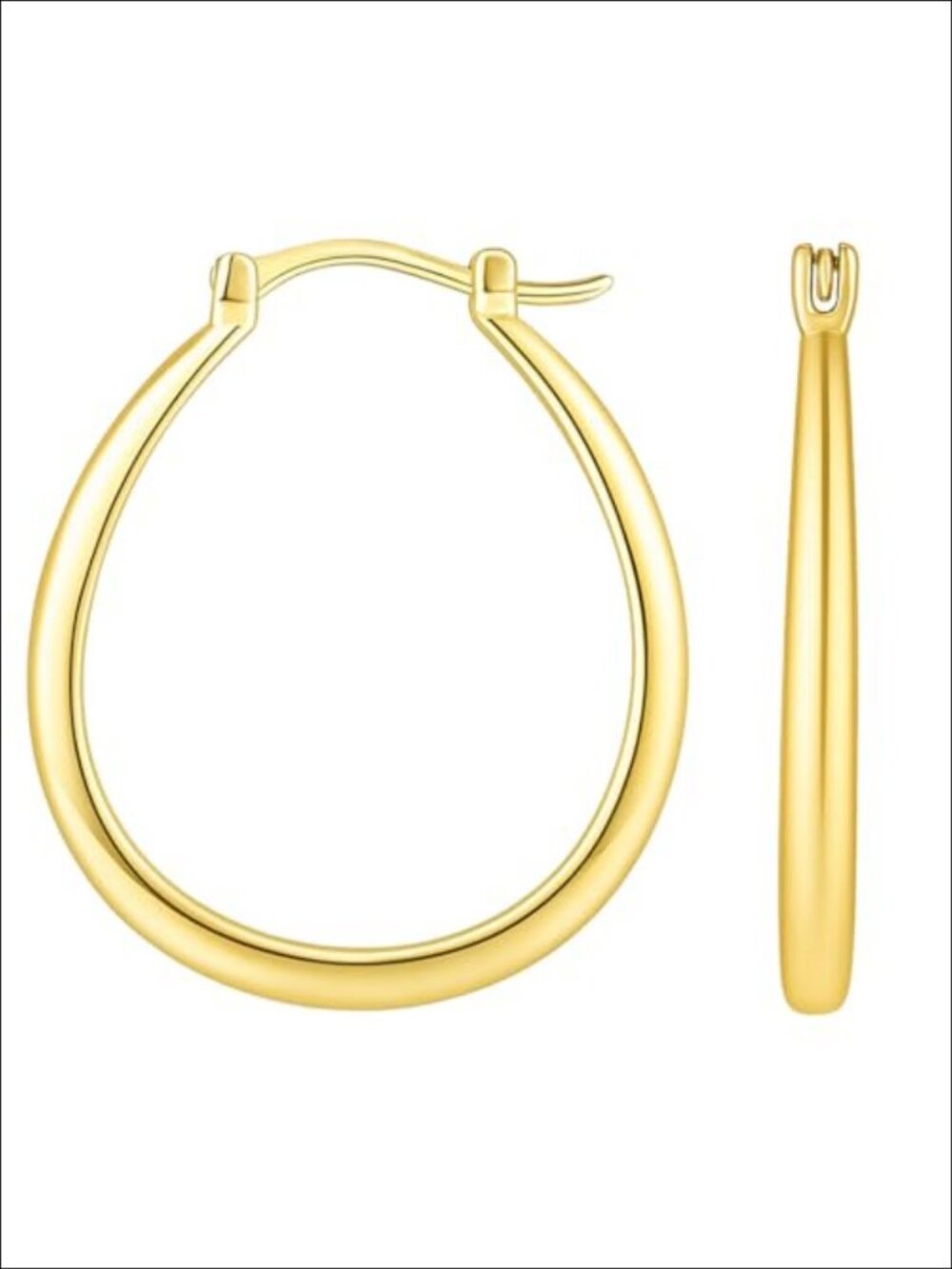 14K Gold Plated U-Shaped Hoop Earrings for Women Hypoallergenic